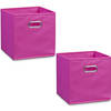 2x Roze opbergmandjes kinderkamer 28 x 28 cm - Opbergmanden