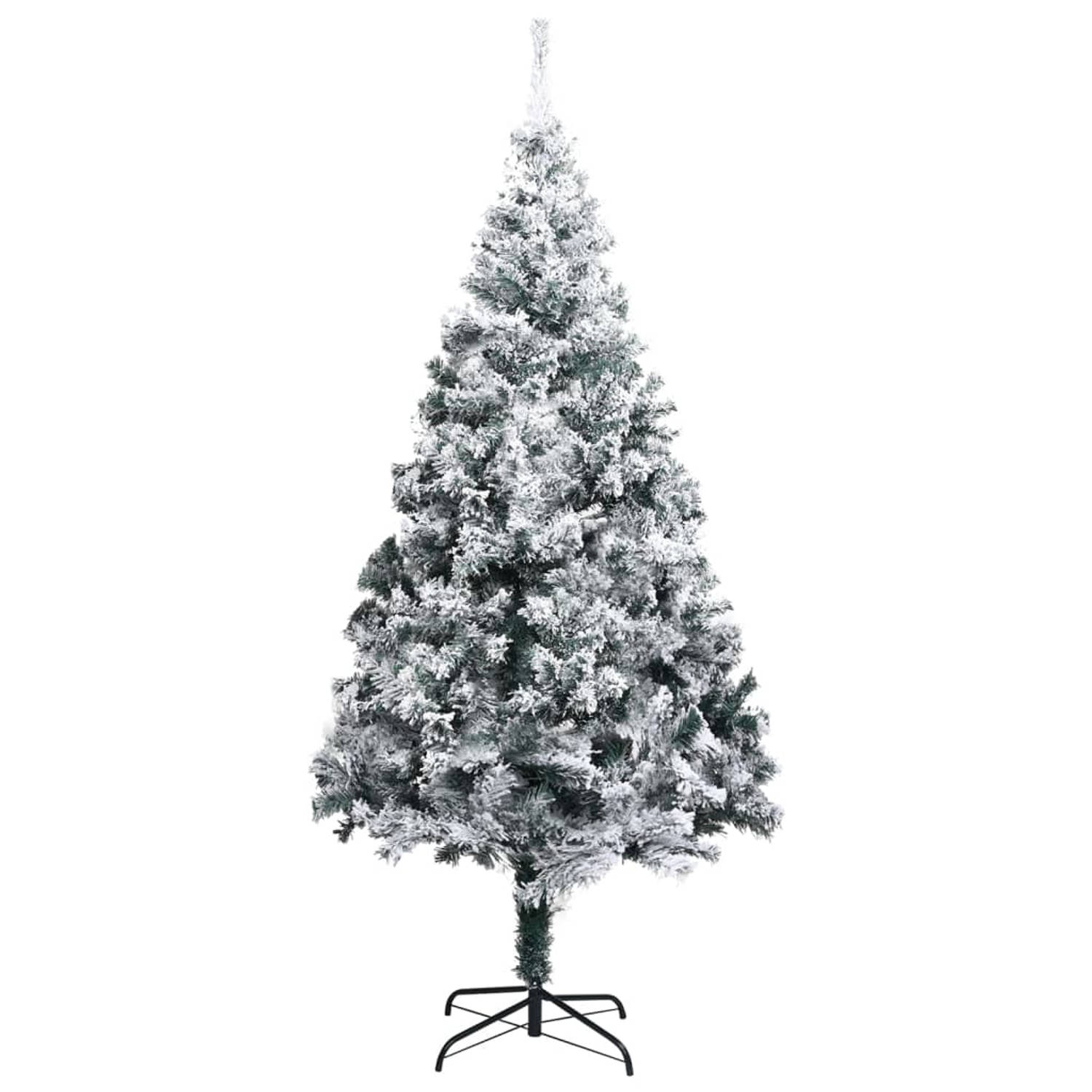 The Living Store Kunstkerstboom met sneeuwvlokken 300 cm PVC groen - Decoratieve kerstboom