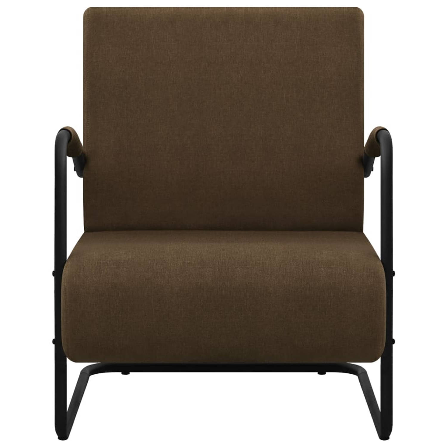 The Living Store Fauteuil stof donkerbruin - Fauteuil