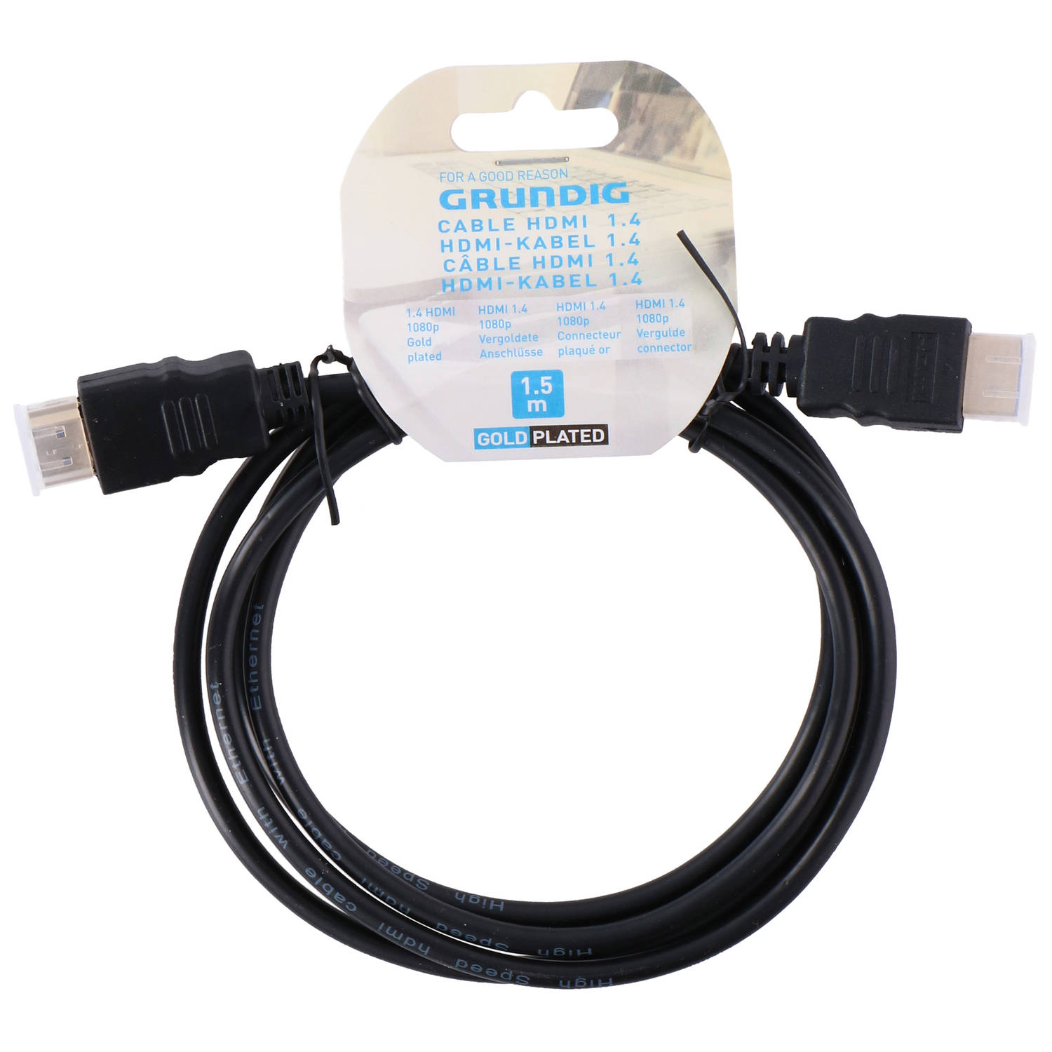 Grundig Hdmi Kabel 1.4 Zwart 1.5 Meter 4k Resolutie Met Ethernet (Ultra)hdtv 3d