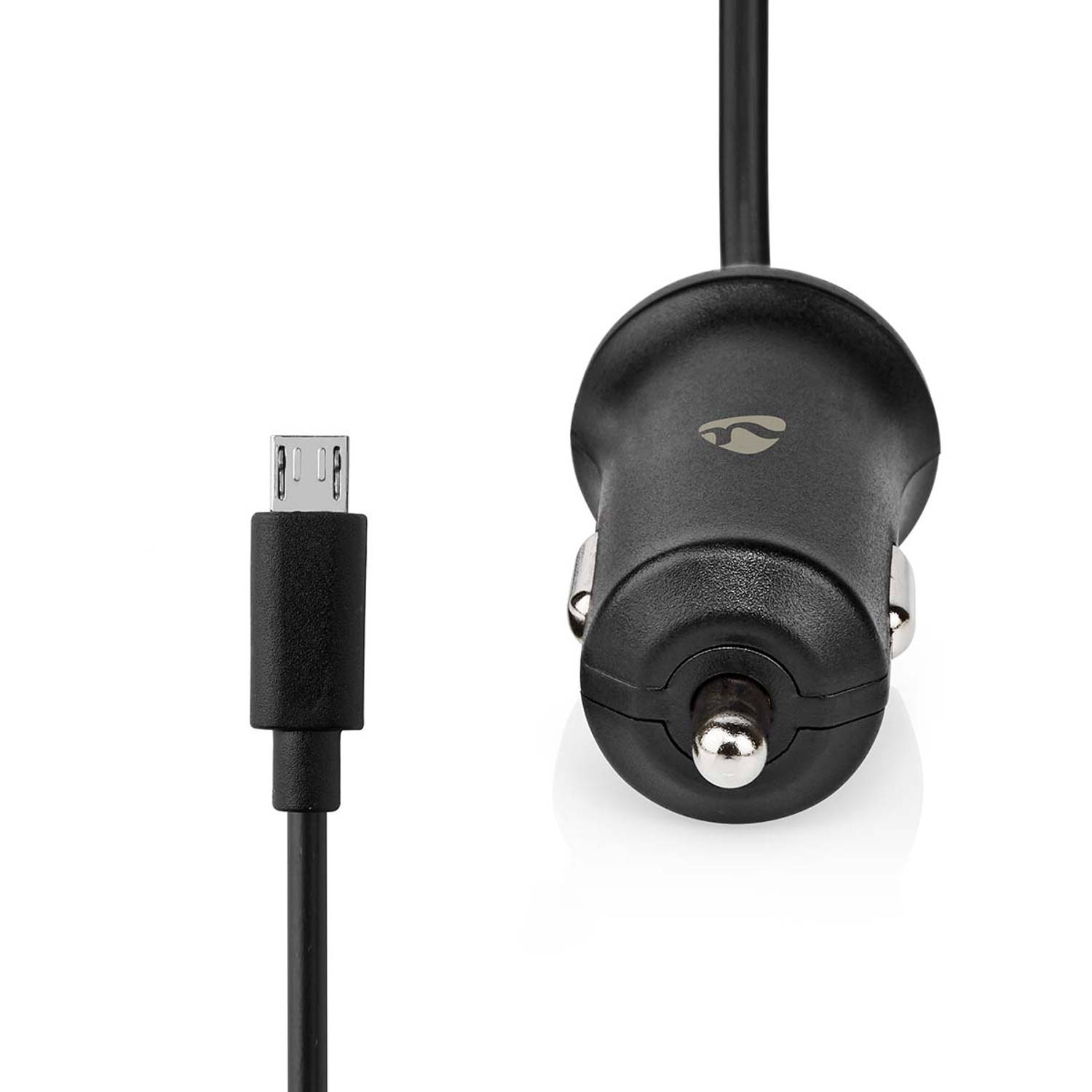 Auto-oplader | 2,4 A | Vaste kabel | micro-USB | Zwart