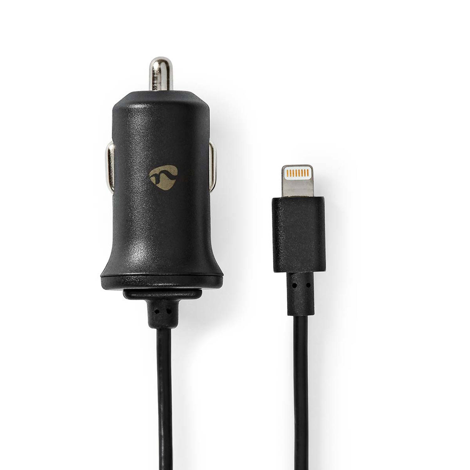 Auto-oplader | 2,4 A | Vaste kabel | Apple Lightning | Zwart