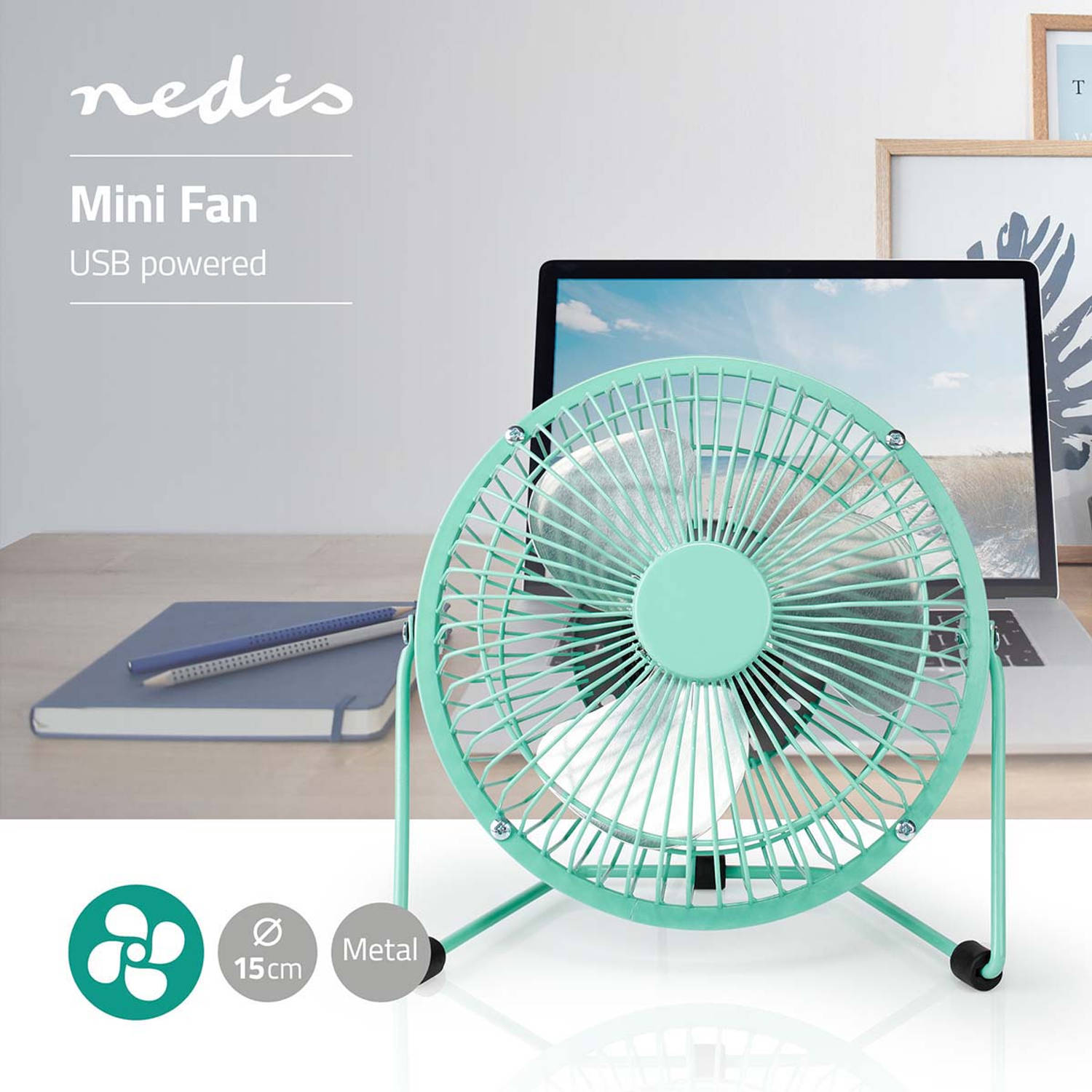 Mini-Ventilateur Métallique Nedis FNDK1GY10