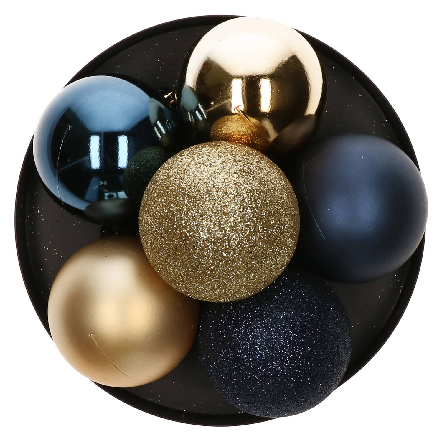 Atmosphera Kerstballen - 8st - kunststof - blauw-champagne - 7cm - Kerstbal