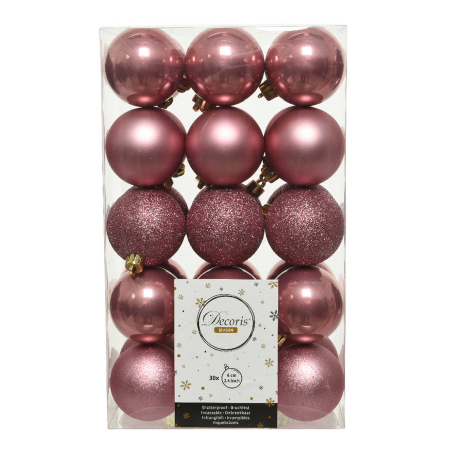 30x stuks plastic kerstballen oudroze (velvet) 6 cm - Onbreekbare kunststof kerstballen