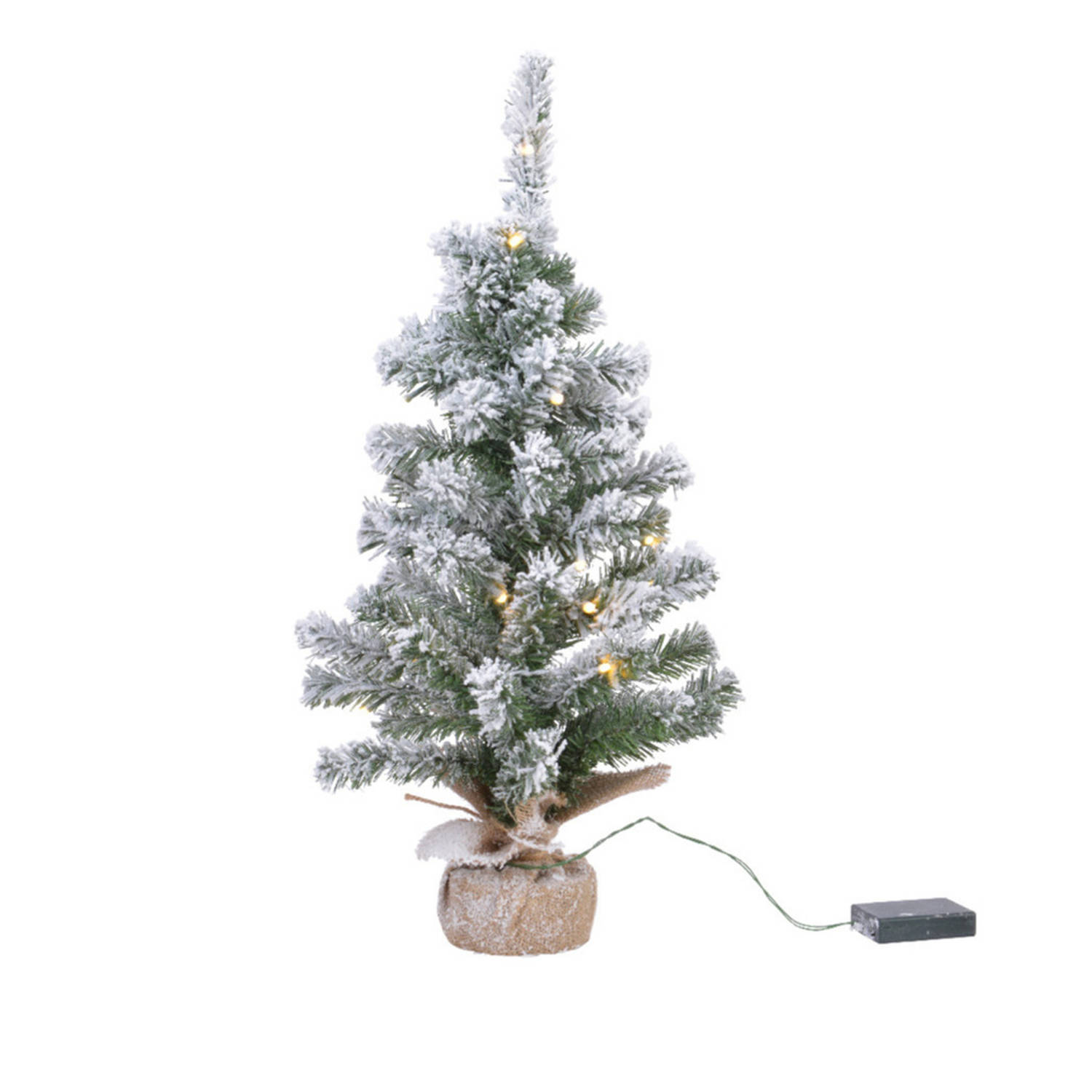 Kunstboom/kunst Kerstboom Met Sneeuw En Licht 90 Cm - Kunstkerstboom