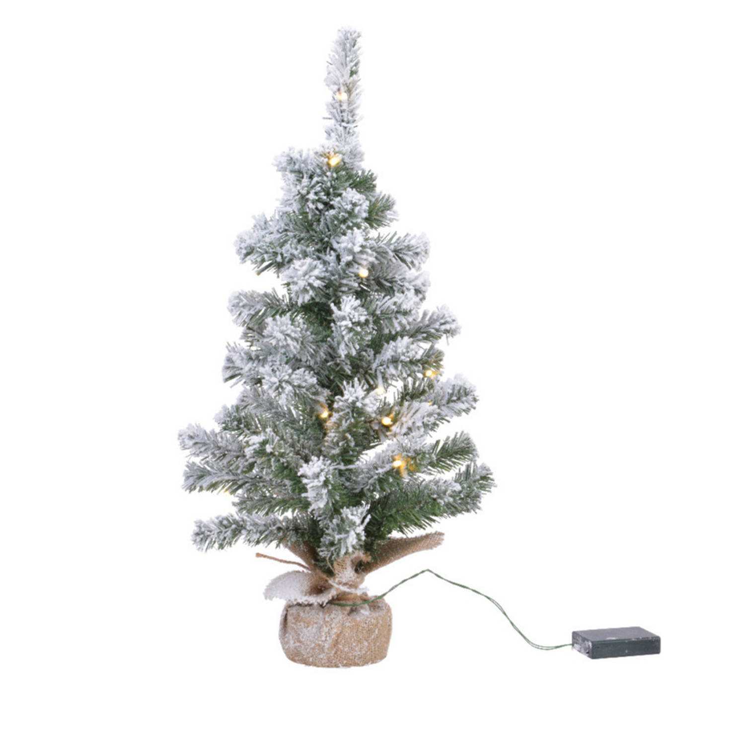 Kunstboom-kunst Kerstboom Met Sneeuw En Licht 75 Cm Kunstkerstboom