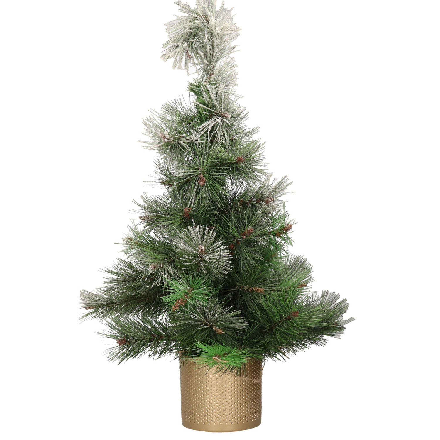 Editie strand hun Besneeuwde kunstboom/kunst kerstboom 60 cm met gouden pot - Kunstkerstboom  | Blokker