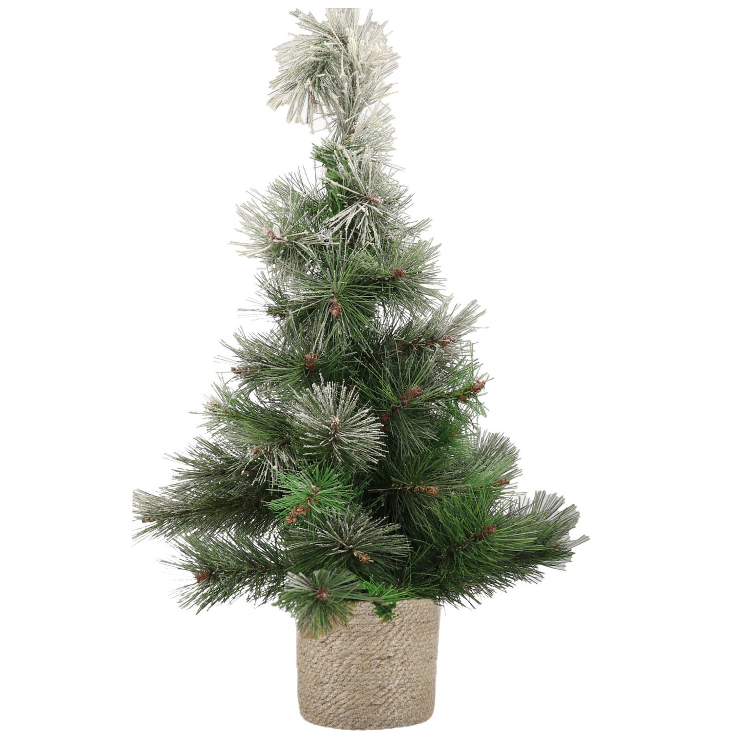 Besneeuwde Kunstboom-kunst Kerstboom 60 Cm Met Naturel Jute Pot Kunstkerstboom