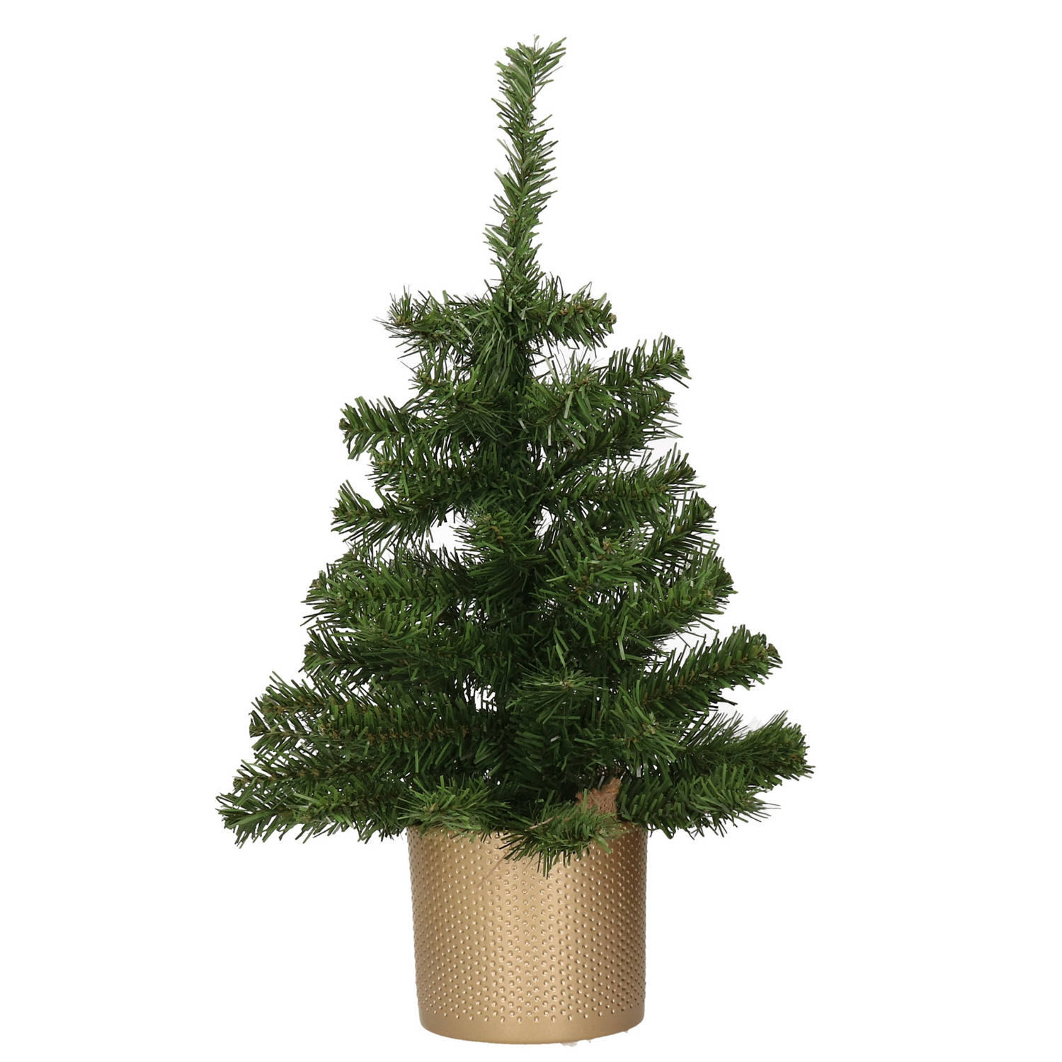 Kunstboom-kunst Kerstboom 75 Cm Met Gouden Pot Kunstkerstboom