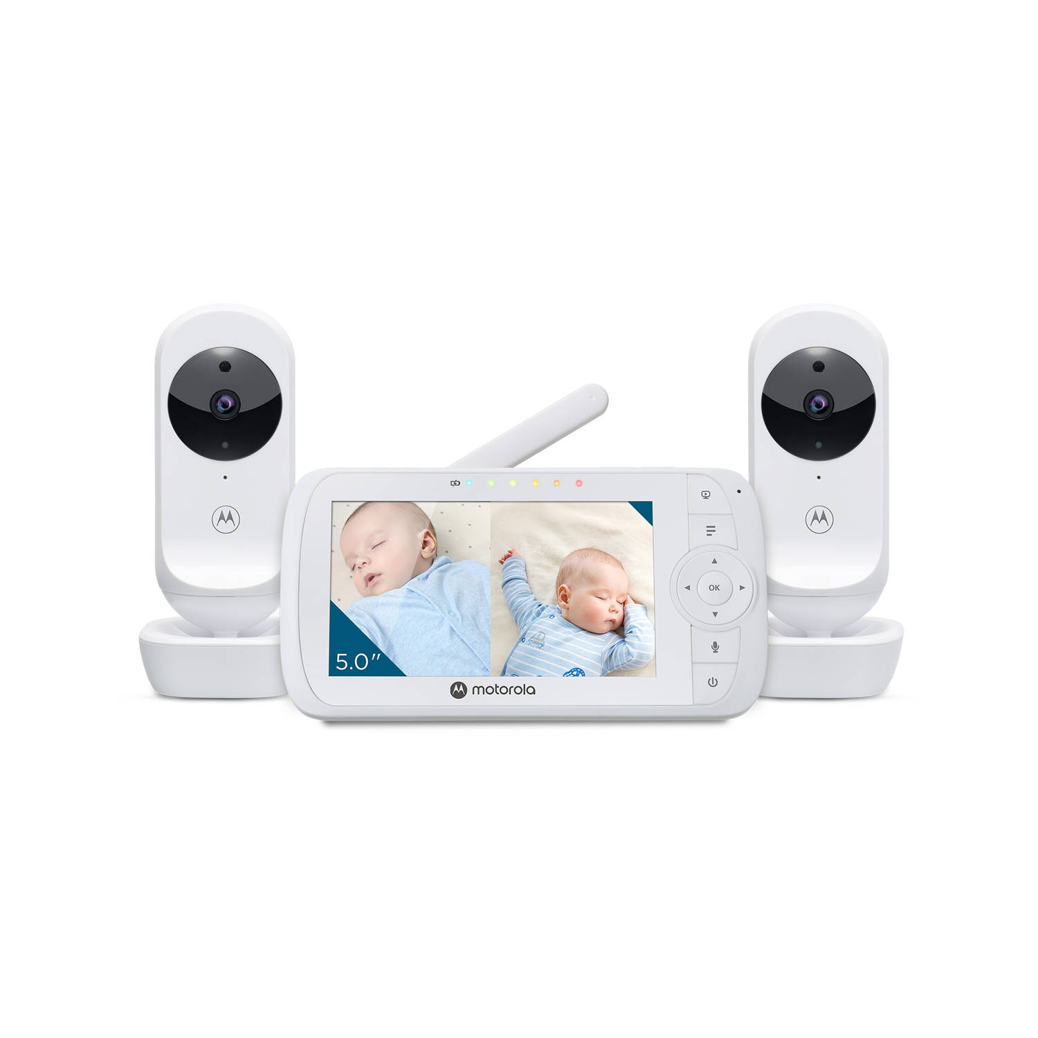 Motorola Nursery Babyfoon Ease Vm35-2 5-inch Gesplitst Scherm Wit 2 Camera's Nachtvisie Ingebouwde M