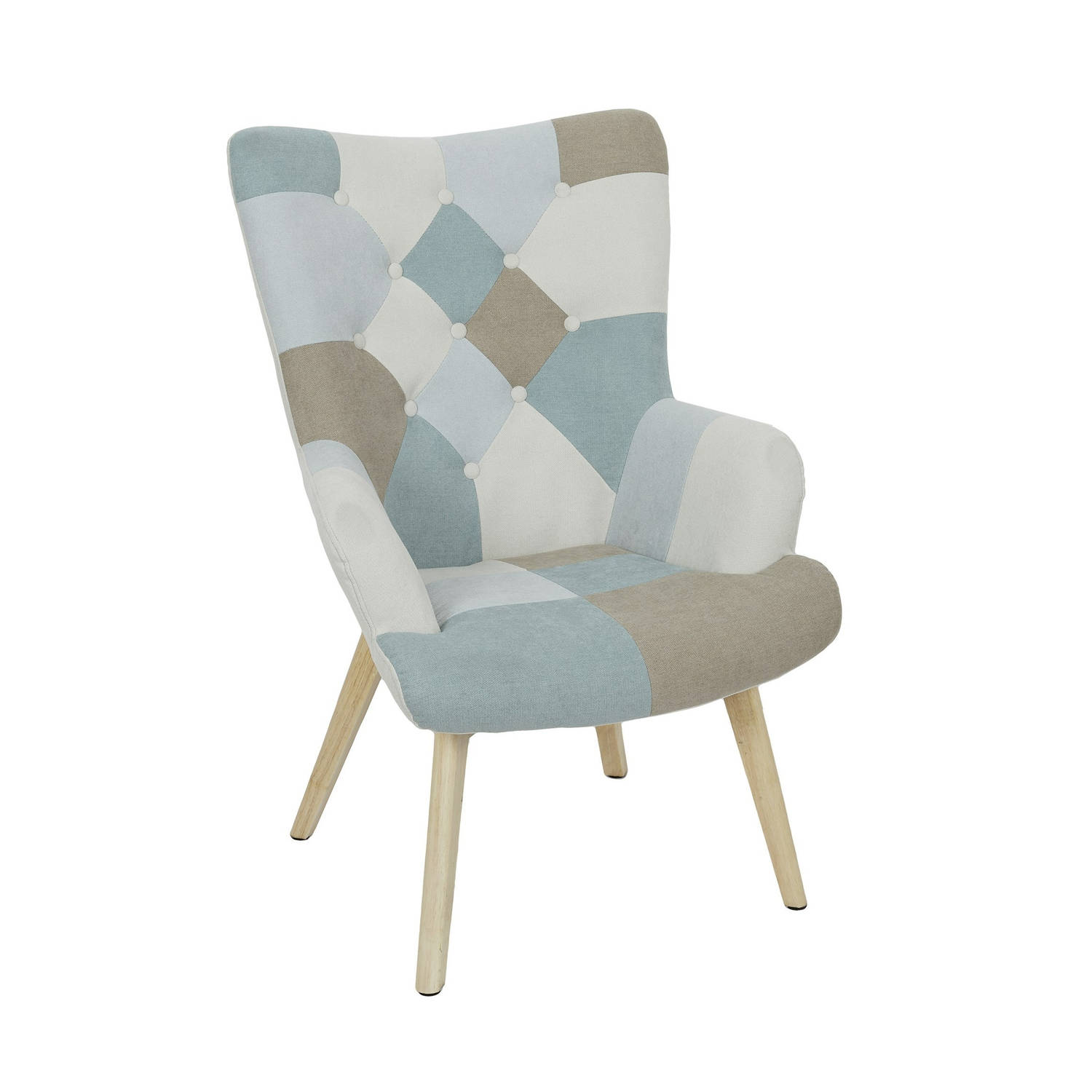 4goodz Lund Patchwork Fauteuil Armleuning Blauw Grijs