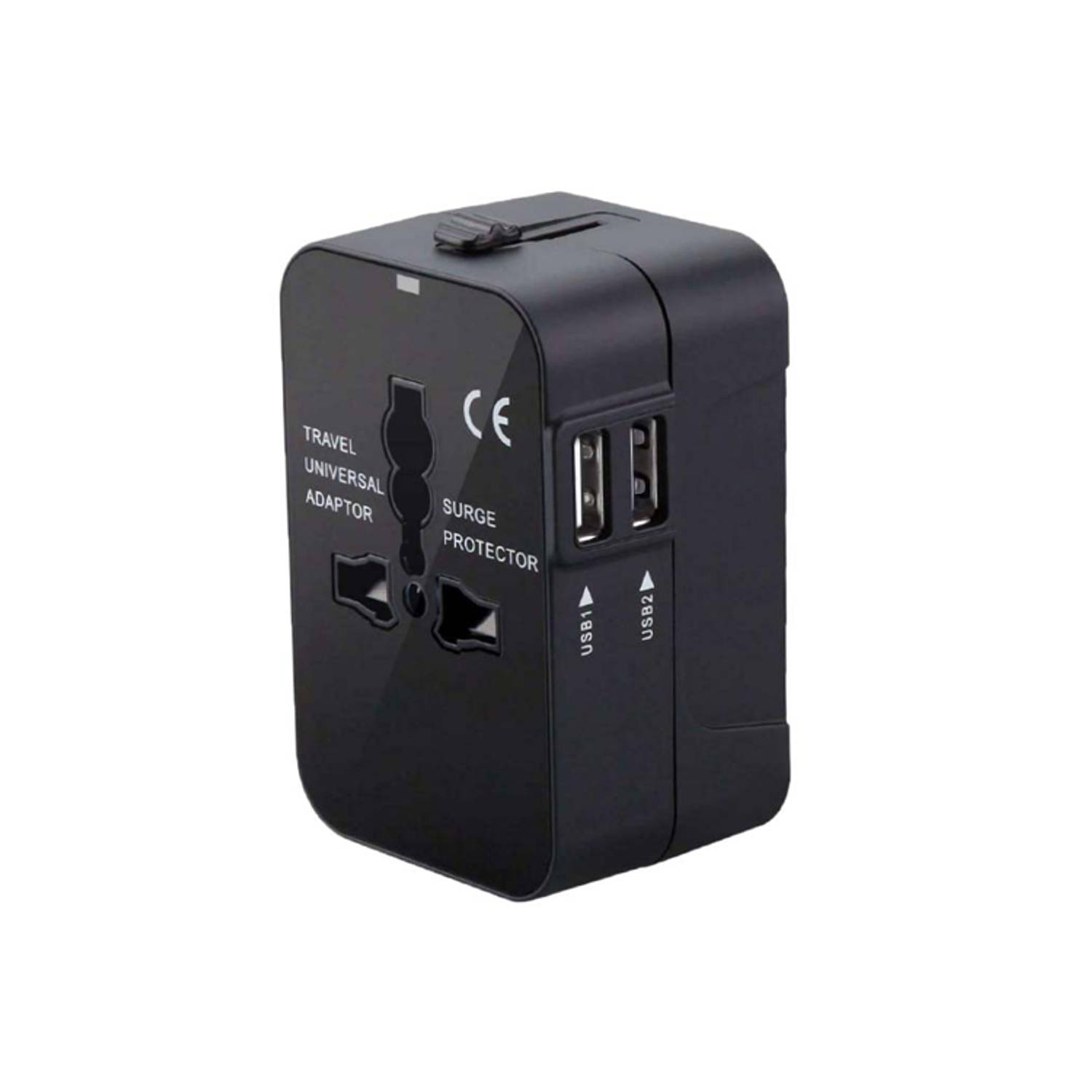 Benson Universele Reisstekker - 2 USB Poorten - Geschikt voor meer dan 150 landen Blokker