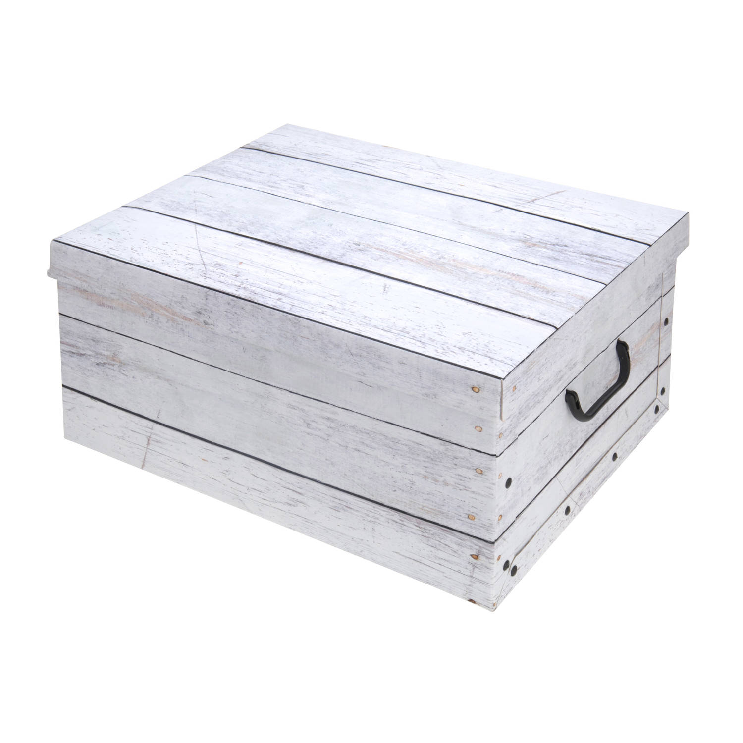 Zonnig links Gewoon doen Set van 2x stuks opbergdoos/opberg box van karton met hout print wit 37 x  30 x 16 cm - Opbergbox | Blokker