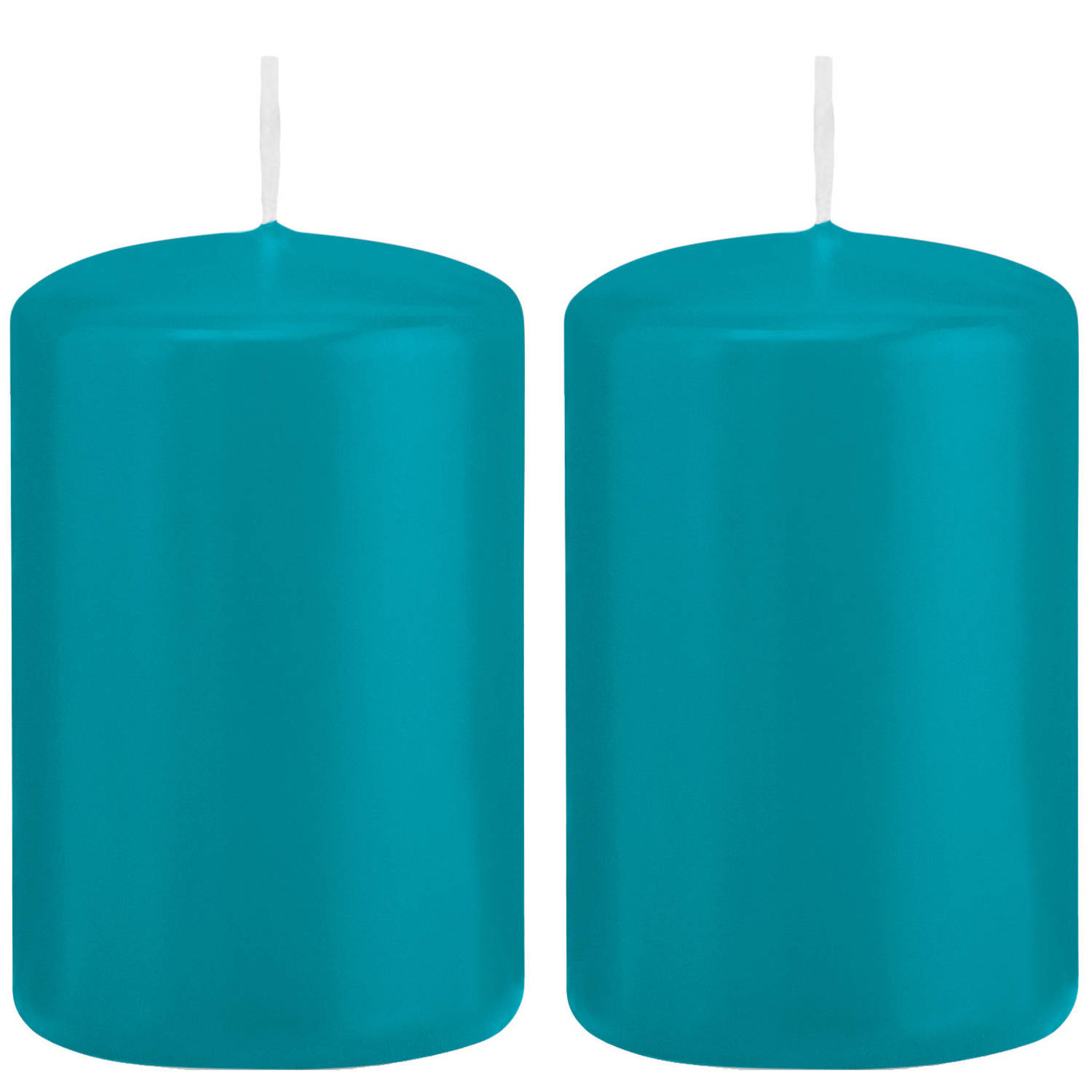 Einde Aanhoudend Geen 2x Turquoise blauwe cilinderkaarsen/stompkaarsen 5 x 8 cm 18 branduren -  Stompkaarsen | Blokker