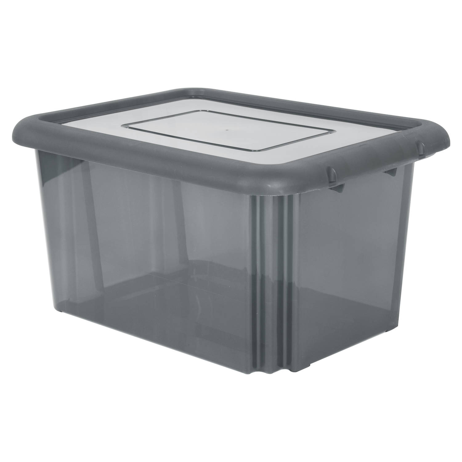 Kunststof opbergbox/opbergdoos grijs transparant L58 x B44 x H31 cm stapelbaar - Opbergbox