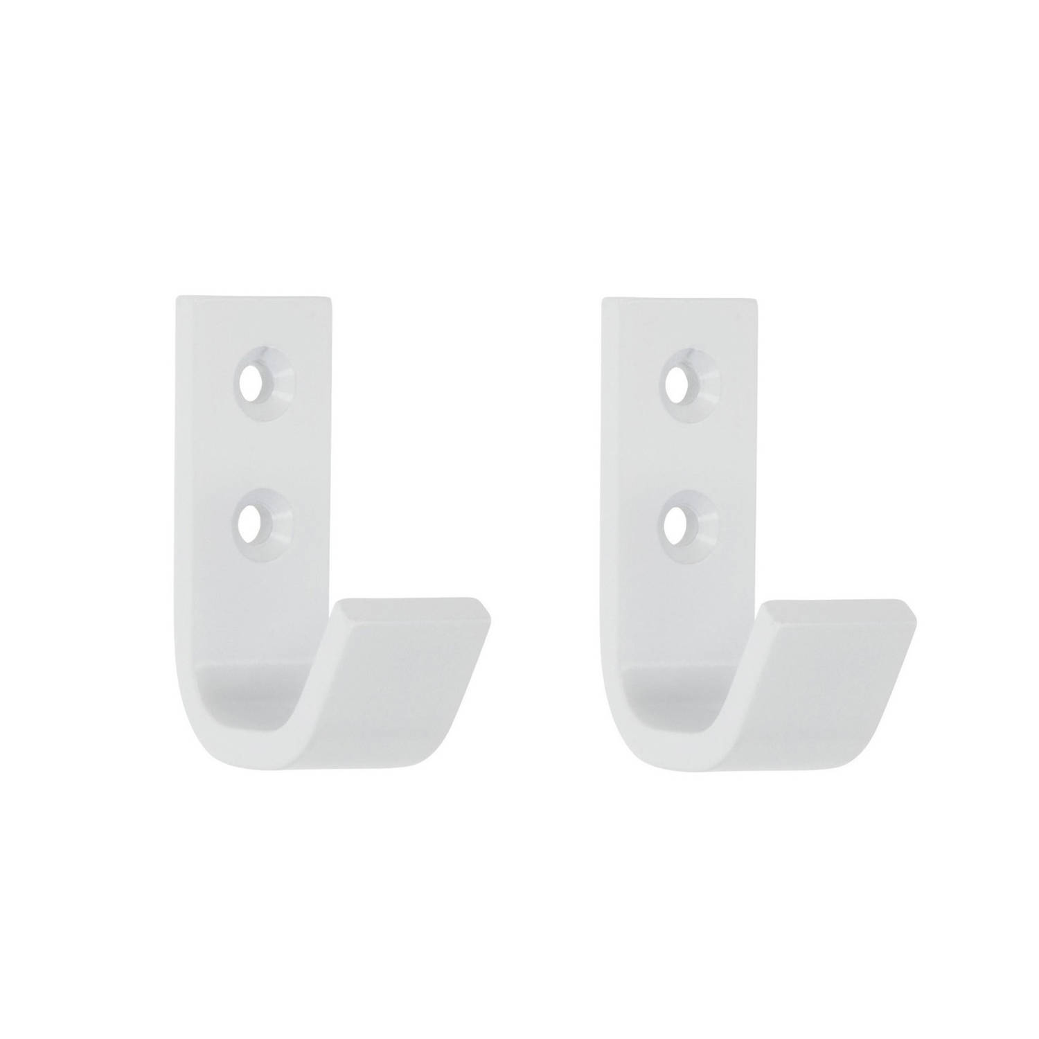 2x Luxe Witte Garderobe Haakjes-Jashaken-Kapstokhaakjes Hoogwaardig Aluminium 5,4 X 3,7 Cm Kapstokha