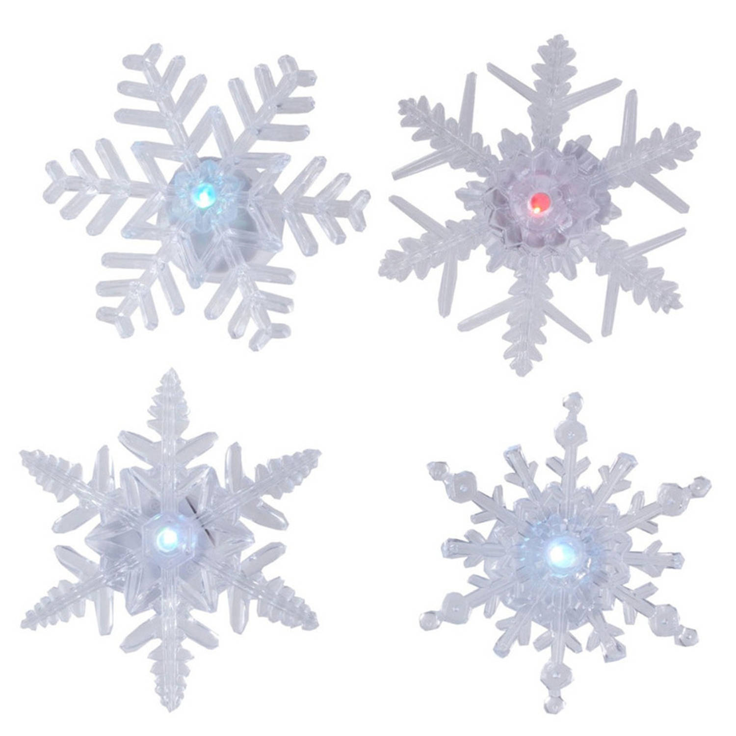Raamversiering Zuignappen Met Verlichte Sneeuwvlokken 4x Kerstverlichting Figuur