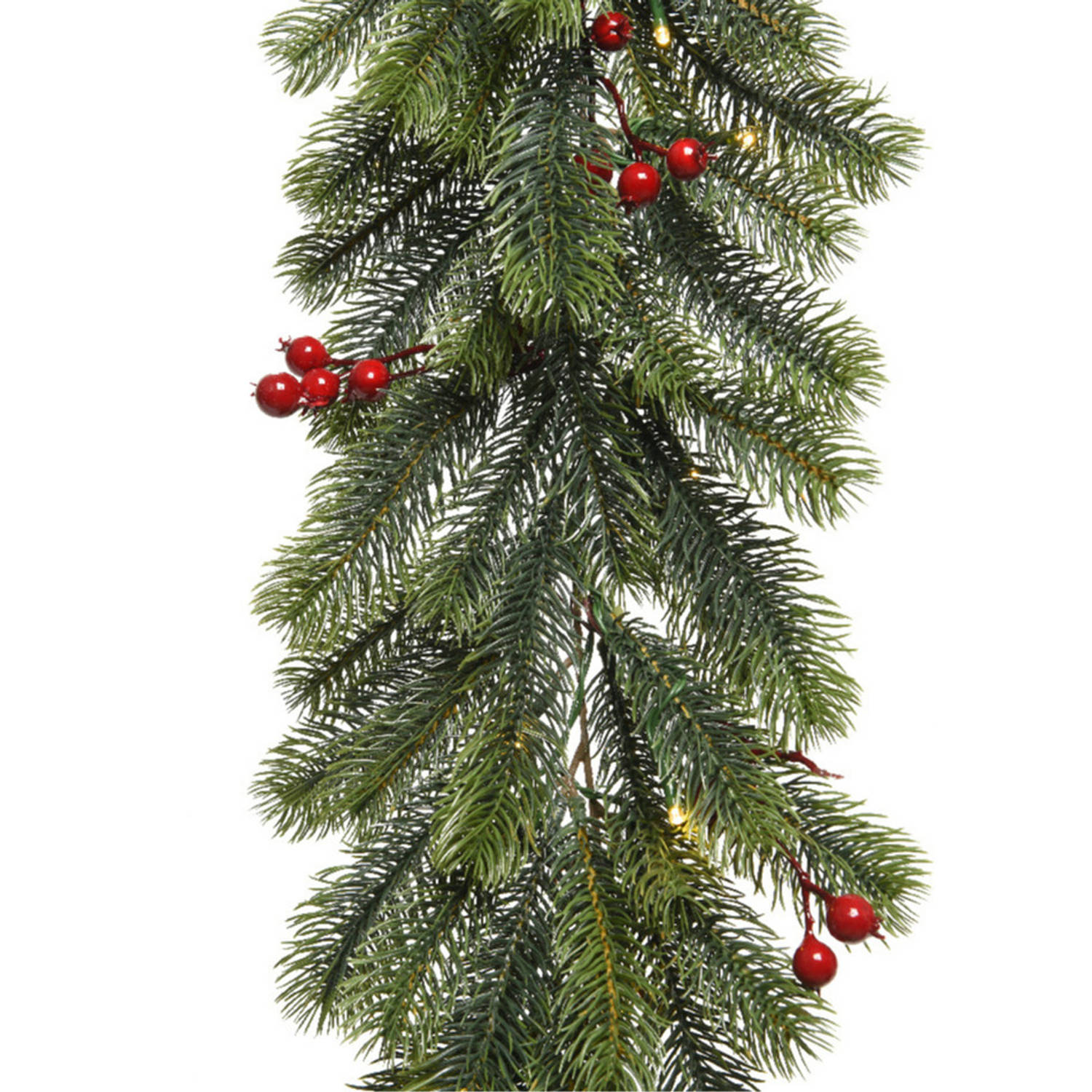 Kerst dennenslinger/dennenguirlande groen met decoratie 30 x 180 cm - Kerstslingers met kerstverlichting - Guirlandes kerstversiering