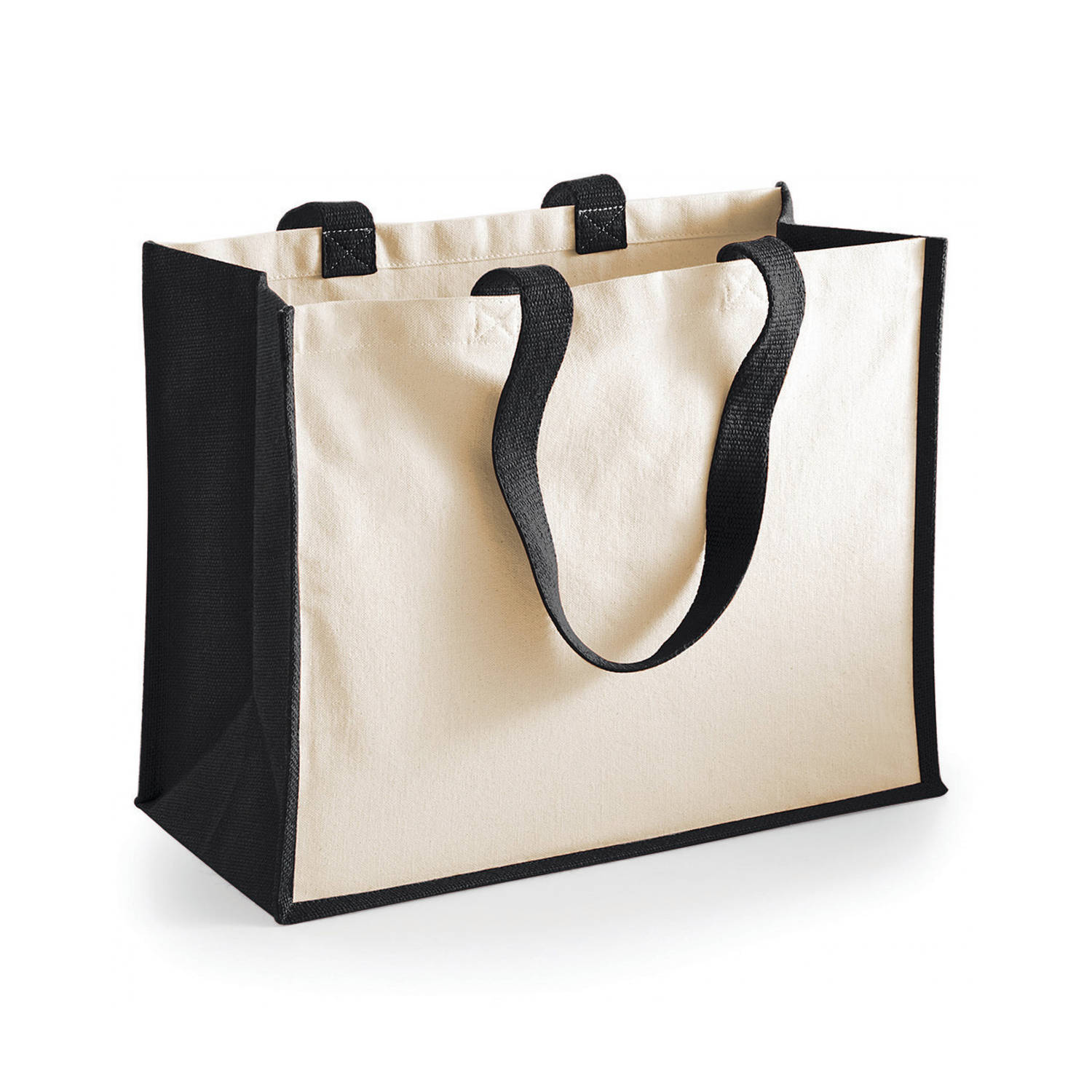 De layout elegant Vrouw Jute katoenen boodschappentas in het zwart/natural 44 x 33 x 19 cm -  Boodschappentassen | Blokker
