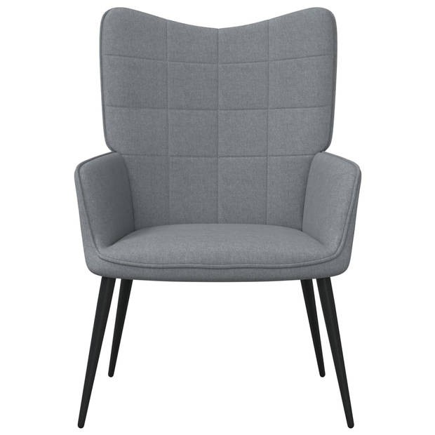The Living Store Relaxstoel Relaxfauteuil - Lichtgrijs - 61 x 70 x 96.5 cm - Stof - staal