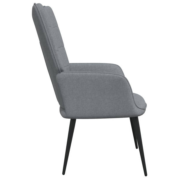 The Living Store Relaxstoel Relaxfauteuil - Lichtgrijs - 61 x 70 x 96.5 cm - Stof - staal