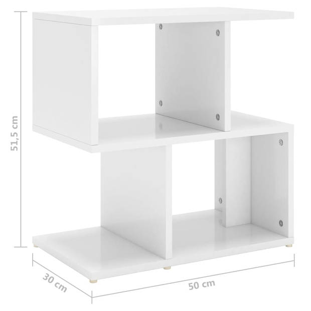 vidaXL Nachtkastjes 2 st 50x30x51,5 cm bewerkt hout hoogglans wit