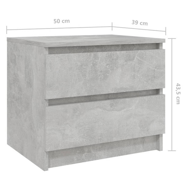 vidaXL Nachtkastje 50x39x43,5 cm bewerkt hout betongrijs