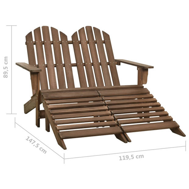 vidaXL Tuinstoel 2-zits Adirondack met voetenbank vurenhout bruin