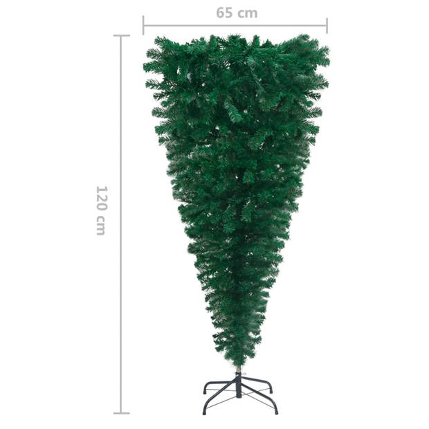 The Living Store omgekeerde kerstboom - groen PVC - 120 cm hoog - verstelbare takken - stalen standaard - 230 takken -