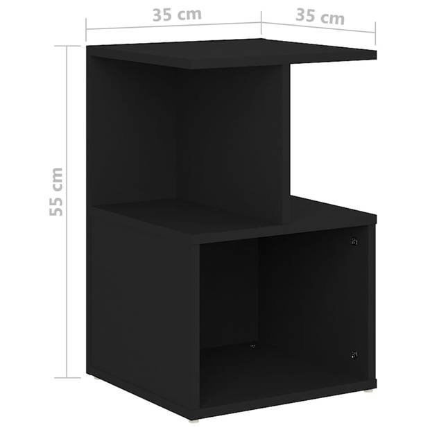vidaXL Nachtkastjes 2 st 35x35x55 cm bewerkt hout zwart