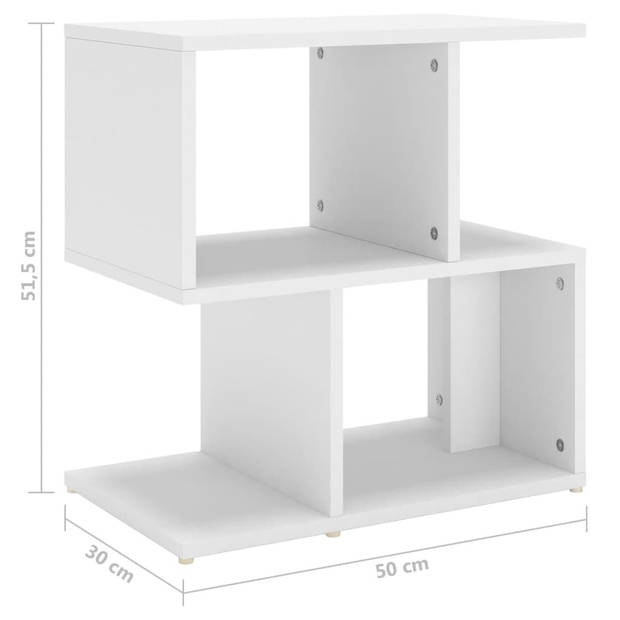 vidaXL Nachtkastjes 2 st 50x30x51,5 cm bewerkt hout wit