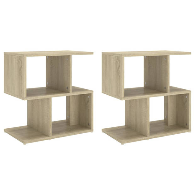 vidaXL Nachtkastjes 2 st 50x30x51,5 cm bewerkt hout sonoma eikenkleur