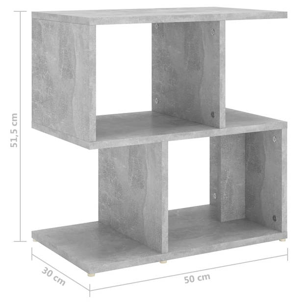 vidaXL Nachtkastje 50x30x51,5 cm bewerkt hout betongrijs