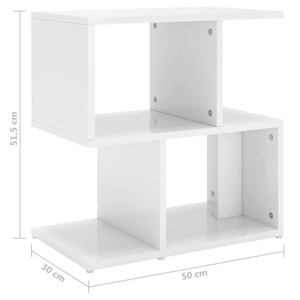 vidaXL Nachtkastje 50x30x51,5 cm bewerkt hout hoogglans wit