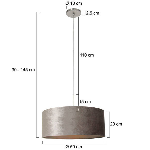 Steinhauer Hanglamp Sparkled light 8149 staal zilver velours kap