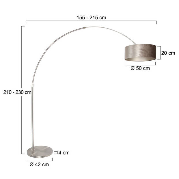 Steinhauer Vloerlamp Sparkled light 8125 staal kap zilveren velours