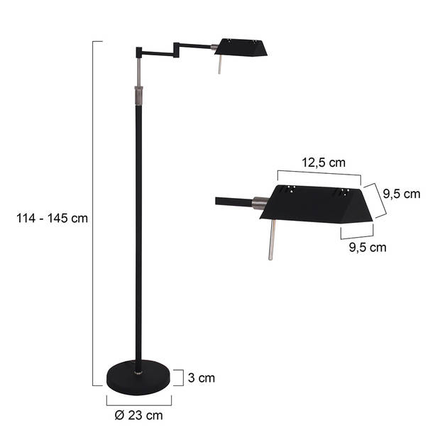 Mexlite Vloerlamp mexlite karl 5895zw zwart