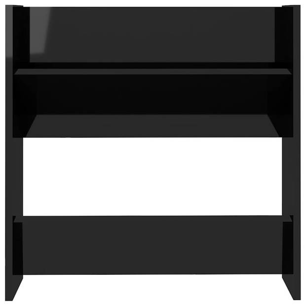 The Living Store Schoenenkast - 60 x 18 x 60 cm - 2 schuine schappen - Hoogglans zwart