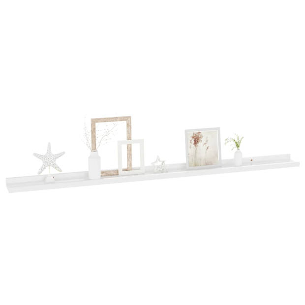 The Living Store Wandschap - 115x9x3cm - Hoogglans wit MDF