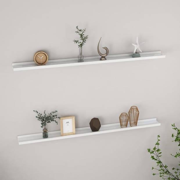 The Living Store Wandschap - 115x9x3cm - Hoogglans wit MDF