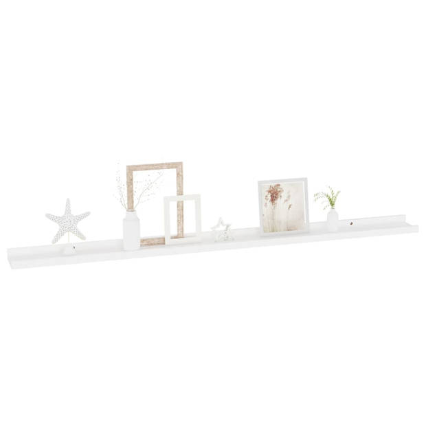 The Living Store Wandplank Decor - 115 x 9 x 3 cm - Wit MDF