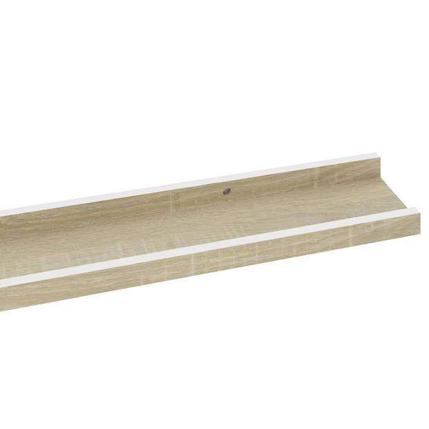 The Living Store Wandplank - MDF - 100 x 9 x 3 cm - Wit en Sonoma Eiken