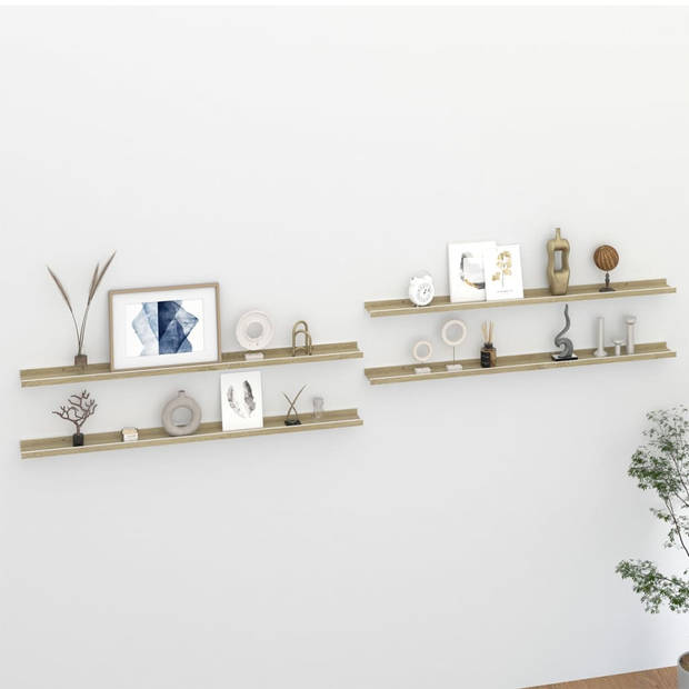 The Living Store Wandschap - Praktisch en Decoratief - 115 x 9 x 3 cm - MDF