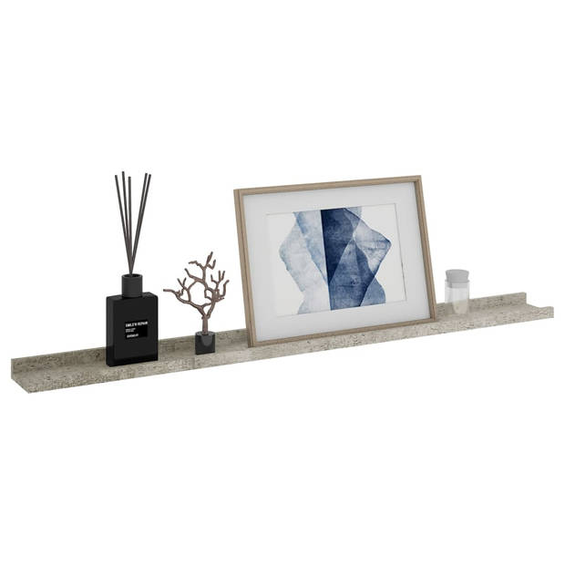 The Living Store Wandschap - Betongrijs MDF - 100 x 9 x 3 cm (B x D x H)