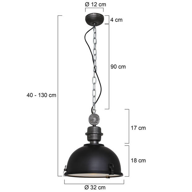 Steinhauer Hanglamp industrieel bikkel 7978zw zwart