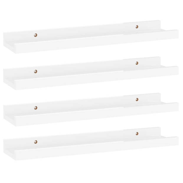 vidaXL Wandschappen 4 st 40x9x3 cm hoogglans wit