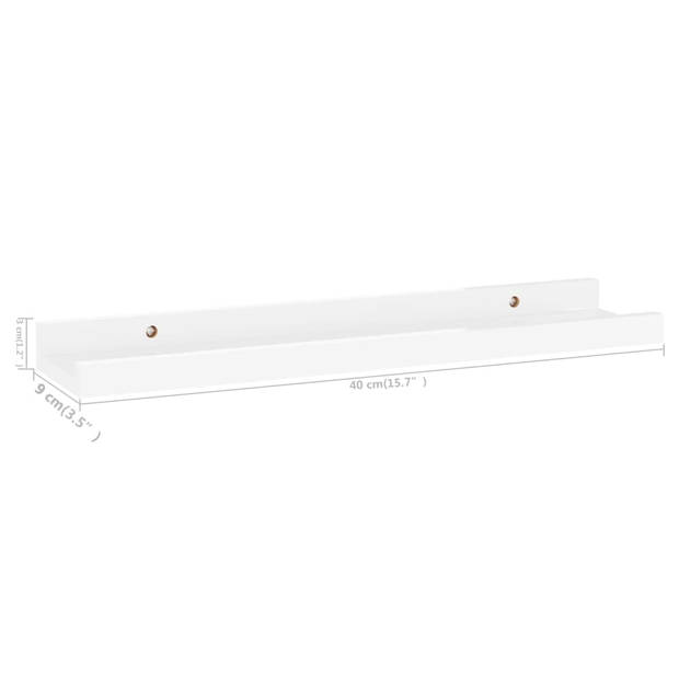 vidaXL Wandschappen 4 st 40x9x3 cm hoogglans wit