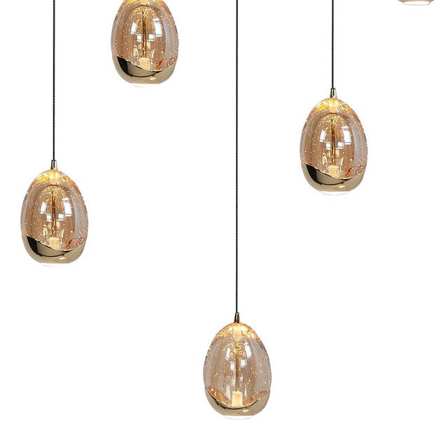 Highlight Hanglamp Golden Egg 8 lichts L 115 x B 18 cm amber-zwart