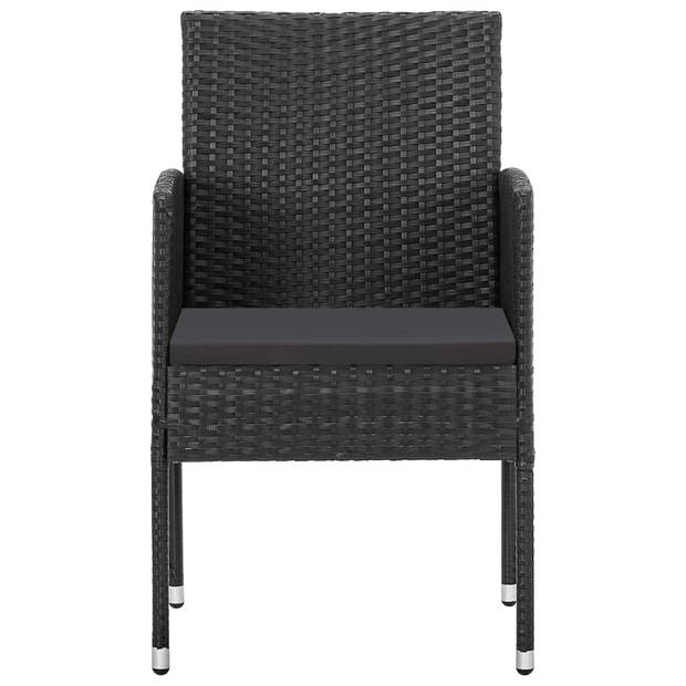 The Living Store Poly Rattan Tuinset - 80 x 80 x 74 cm - Zwart - PE-rattan - Staal